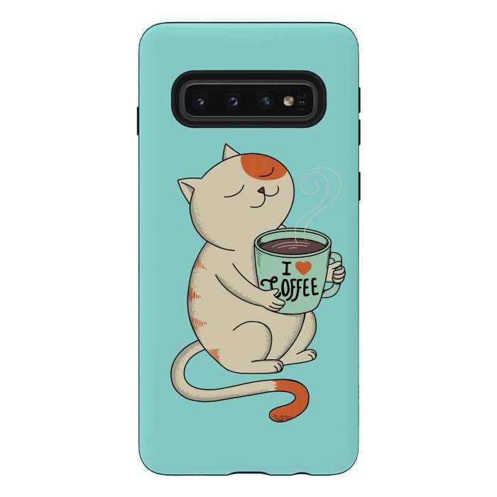 Galaxy S10 StrongFit Cat and Coffee by Coffee Man