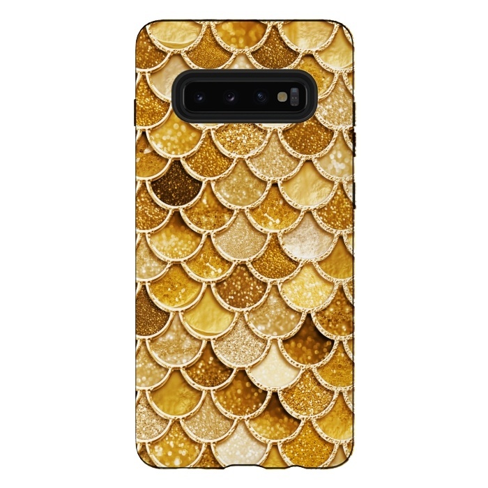 Galaxy S10 plus StrongFit Faux Gold Glitter Mermaid Scales by  Utart