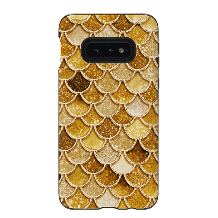 Galaxy S10e StrongFit Faux Gold Glitter Mermaid Scales by  Utart