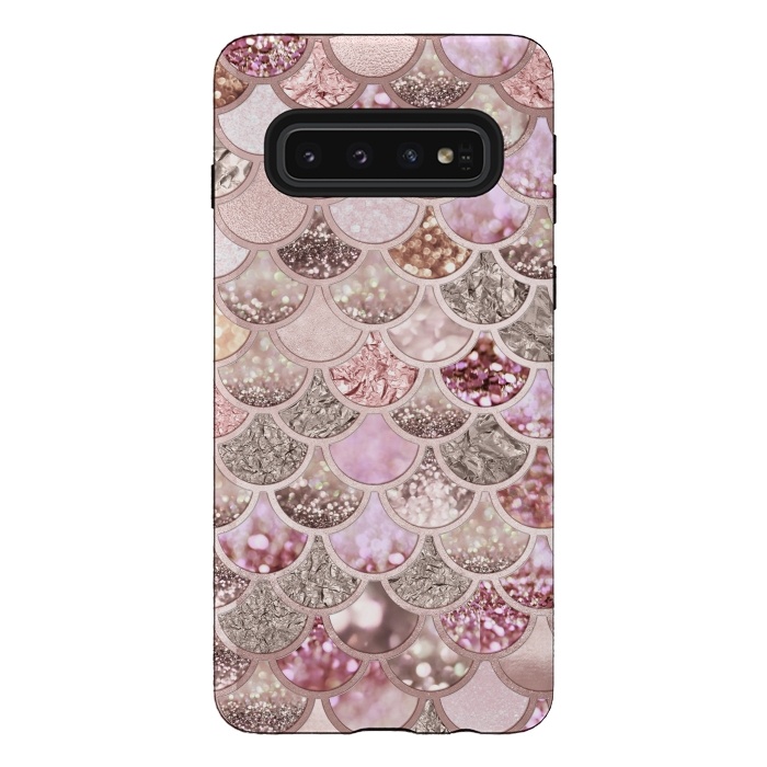 Galaxy S10 StrongFit Multicolor Pink & Rose Gold Mermaid Scales by  Utart