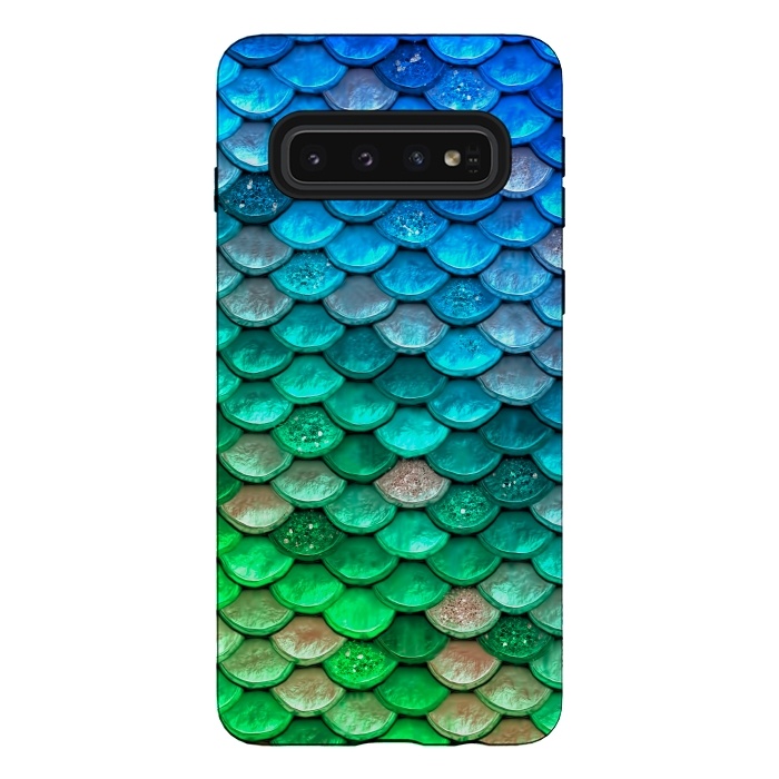 Galaxy S10 StrongFit Green & Blue Glitter Mermaid Scales by  Utart