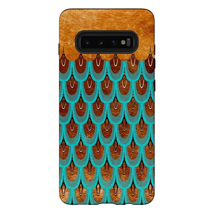 Galaxy S10 plus StrongFit Copper & Teal Gold Mermaid Scales by  Utart