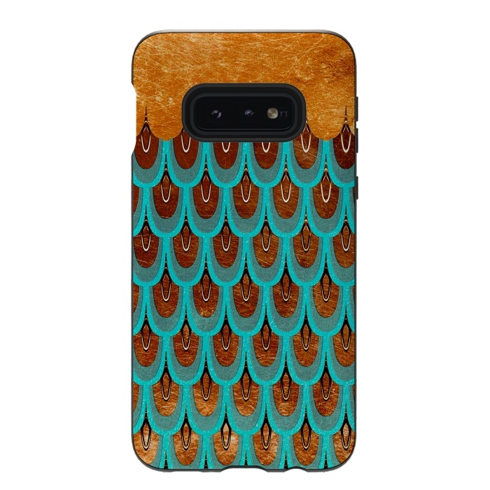 Galaxy S10e StrongFit Copper & Teal Gold Mermaid Scales by  Utart