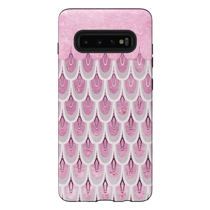 Galaxy S10 plus StrongFit Multicolor Pink & Silver Gray Mermaid Scales by  Utart