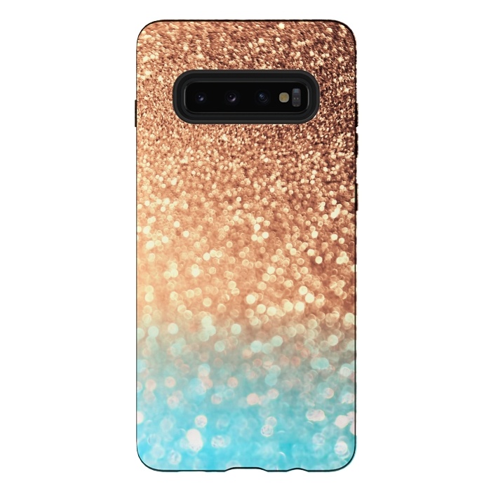 Galaxy S10 plus StrongFit Mermaid Blue and Rose Gold Blush Glitter by  Utart