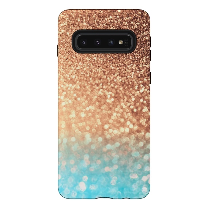Galaxy S10 StrongFit Mermaid Blue and Rose Gold Blush Glitter by  Utart
