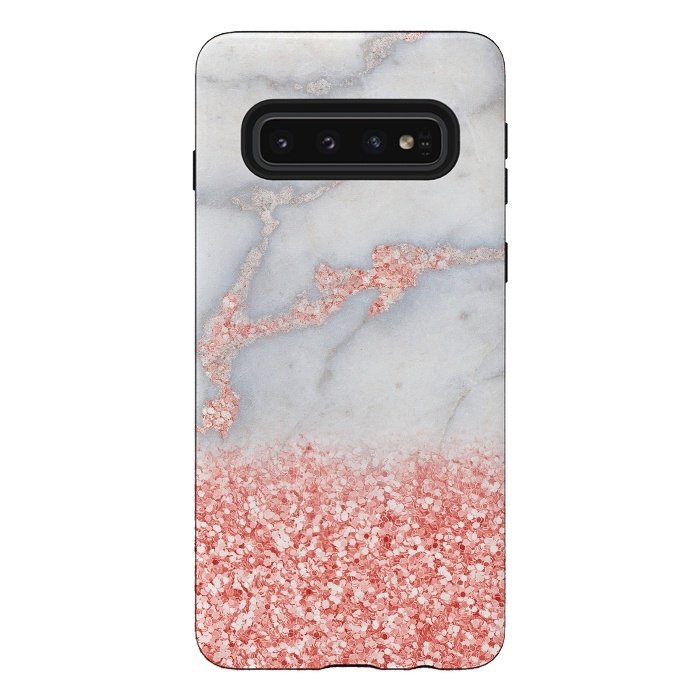 Galaxy S10 StrongFit Sparkly Pink Rose Gold Glitter Ombre Bohemian Marble by  Utart