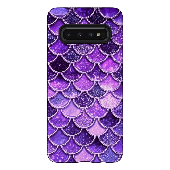 Galaxy S10 StrongFit Ultra Violet Glitter Mermaid Scales by  Utart