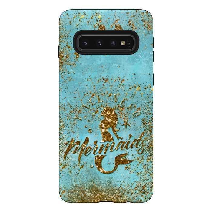 Galaxy S10 StrongFit We all need mermaids - Teal and Gold Glitter Typography  by  Utart