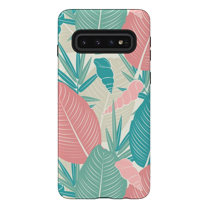 Galaxy S10 StrongFit Tropical Watercolor Flower Pattern XII by Bledi