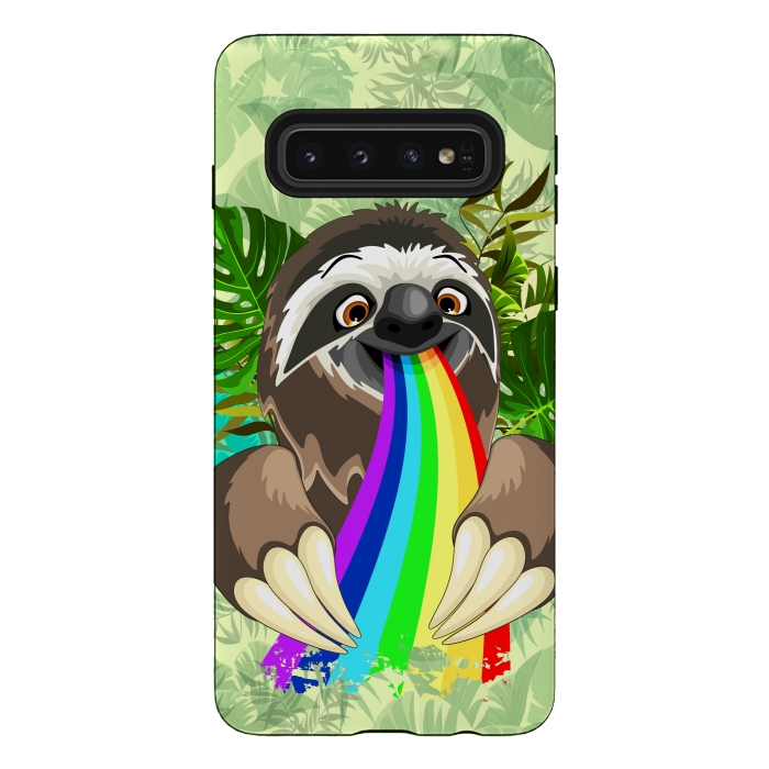 Galaxy S10 StrongFit Sloth Spitting Rainbow Colors by BluedarkArt
