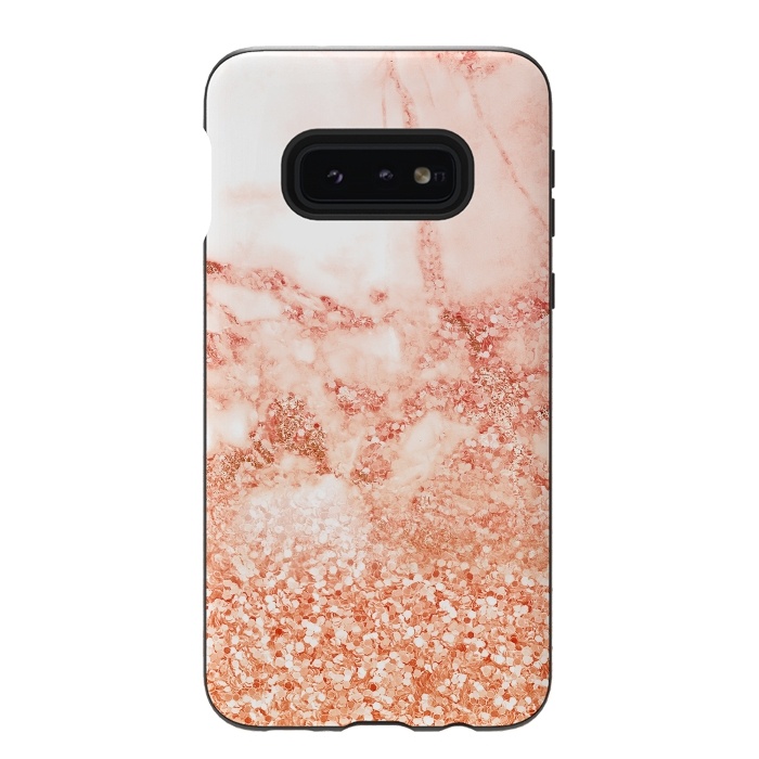 Galaxy S10e StrongFit Salmon Glitter Marble by  Utart