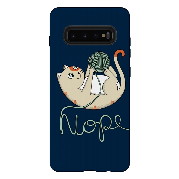 Galaxy S10 plus StrongFit Cat Nope Blue by Coffee Man