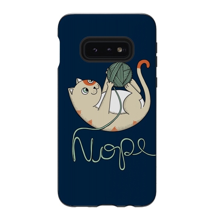 Galaxy S10e StrongFit Cat Nope Blue by Coffee Man