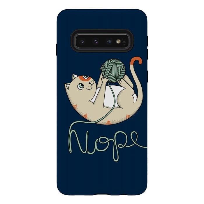 Galaxy S10 StrongFit Cat Nope Blue by Coffee Man