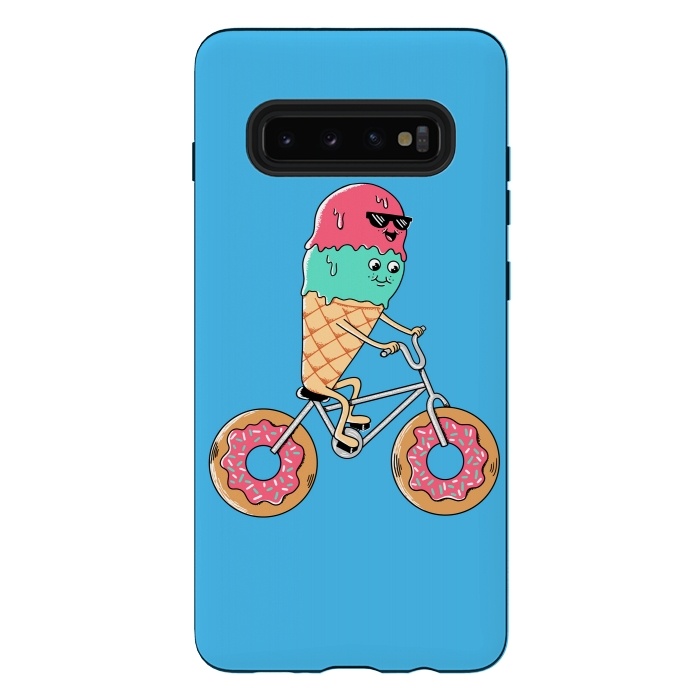 Galaxy S10 plus StrongFit Donut Bicycle Blue by Coffee Man