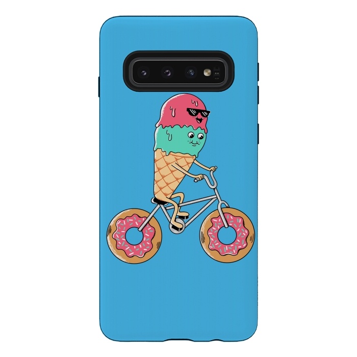 Galaxy S10 StrongFit Donut Bicycle Blue by Coffee Man