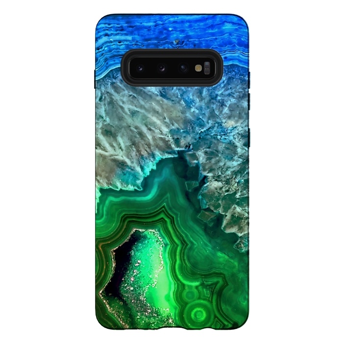 Galaxy S10 plus StrongFit Blue and Green Agate  by  Utart