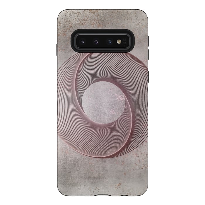 Galaxy S10 StrongFit Rose Gold Line Art Circle   by Andrea Haase