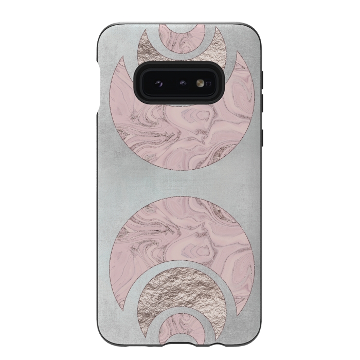 Galaxy S10e StrongFit Marble Rose Gold Half Moon by Andrea Haase