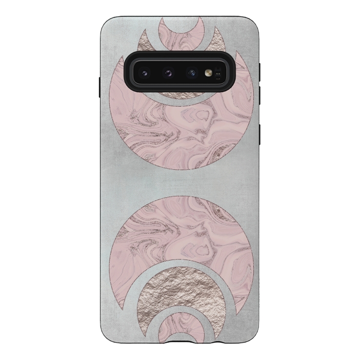 Galaxy S10 StrongFit Marble Rose Gold Half Moon by Andrea Haase