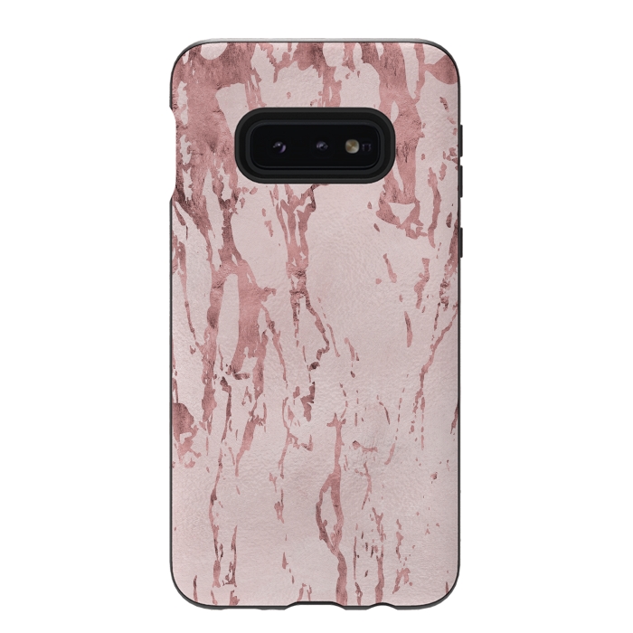 Galaxy S10e StrongFit Shiny Rose Gold Marble 2 by Andrea Haase