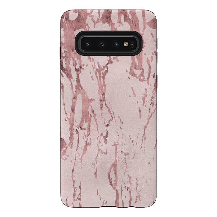 Galaxy S10 StrongFit Shiny Rose Gold Marble 2 by Andrea Haase