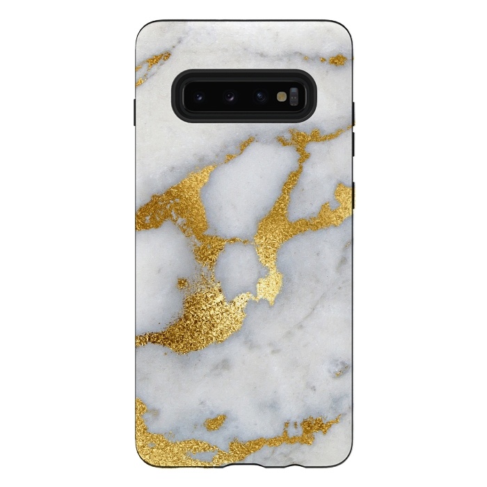 Galaxy S10 plus StrongFit Marble with Gold Metal Foil Veins by  Utart