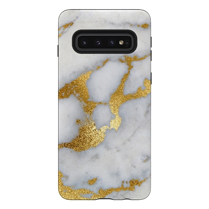 Galaxy S10 StrongFit Marble with Gold Metal Foil Veins by  Utart