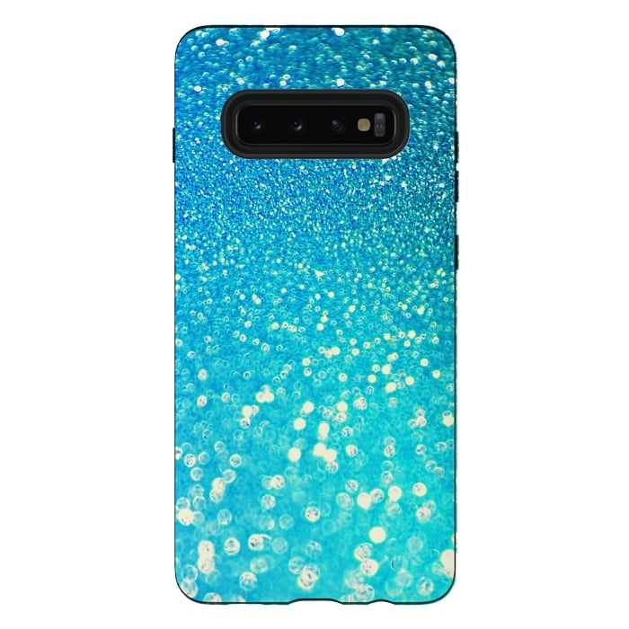 Galaxy S10 plus StrongFit Ocean Azure Blue Glitter by  Utart
