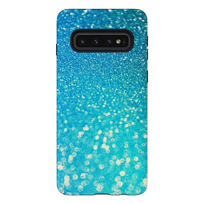 Galaxy S10 StrongFit Ocean Azure Blue Glitter by  Utart
