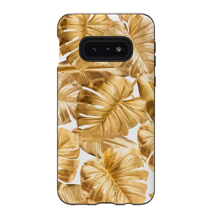 Galaxy S10e StrongFit Gold Metal Foil Monstera Leaves Pattern by  Utart