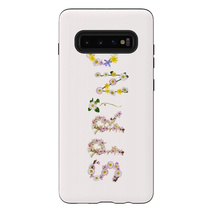 Galaxy S10 plus StrongFit Spring - Flower Typography  by  Utart