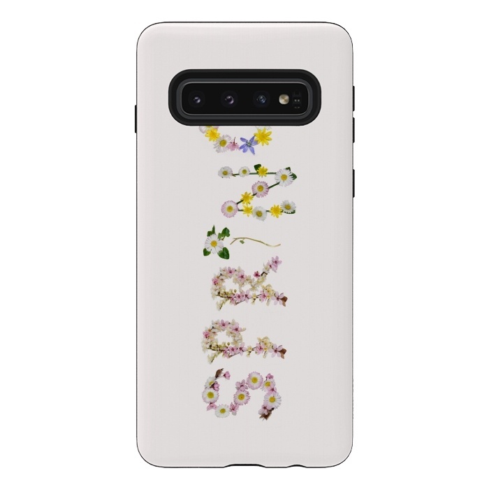 Galaxy S10 StrongFit Spring - Flower Typography  by  Utart