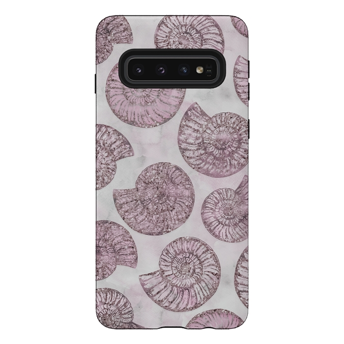 Galaxy S10 StrongFit Soft Pink Fossils  by Andrea Haase