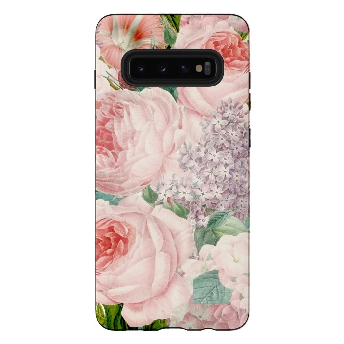 Galaxy S10 plus StrongFit Pink Retro Watercolor Roses by  Utart