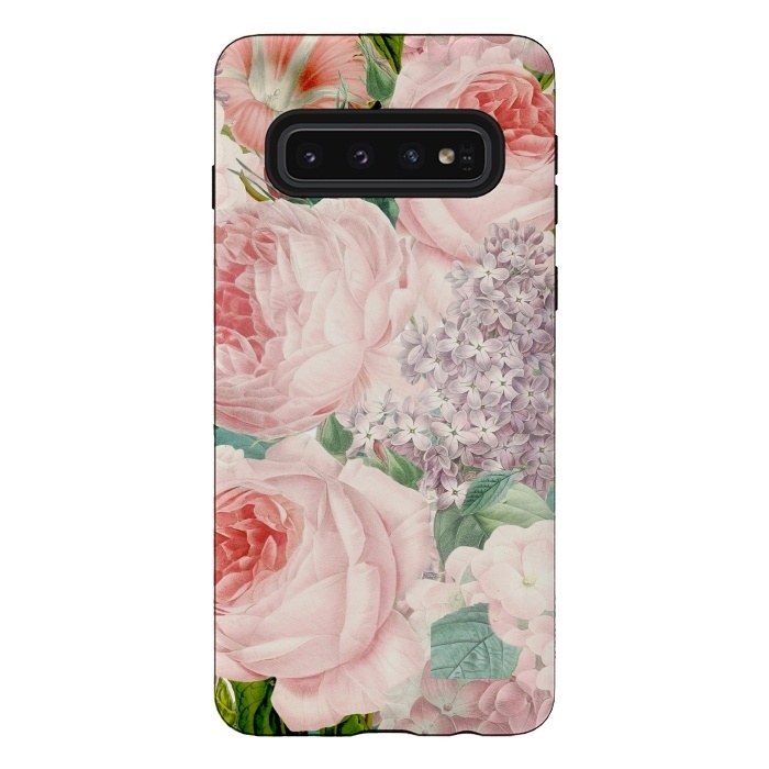 Galaxy S10 StrongFit Pink Retro Watercolor Roses by  Utart
