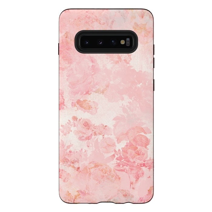 Galaxy S10 plus StrongFit Vintage Roses in Pink - Pattern by  Utart