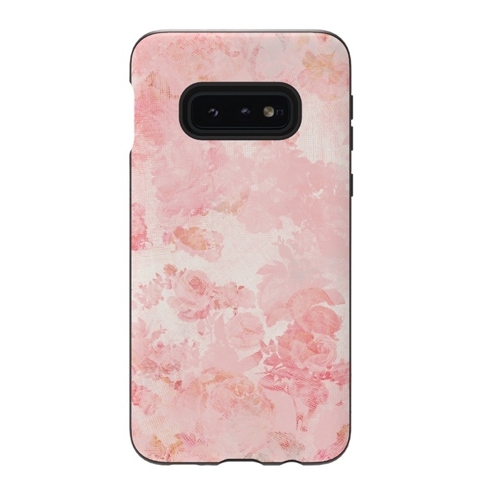 Galaxy S10e StrongFit Vintage Roses in Pink - Pattern by  Utart