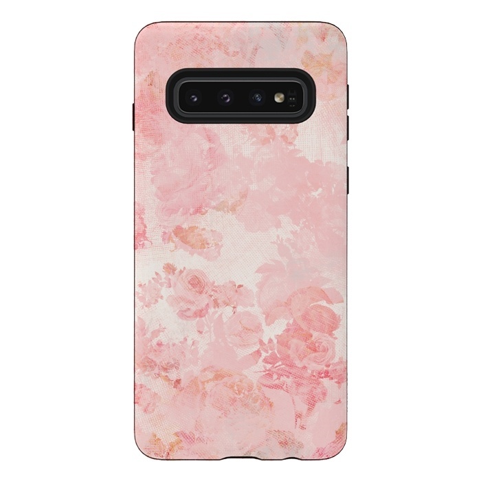 Galaxy S10 StrongFit Vintage Roses in Pink - Pattern by  Utart