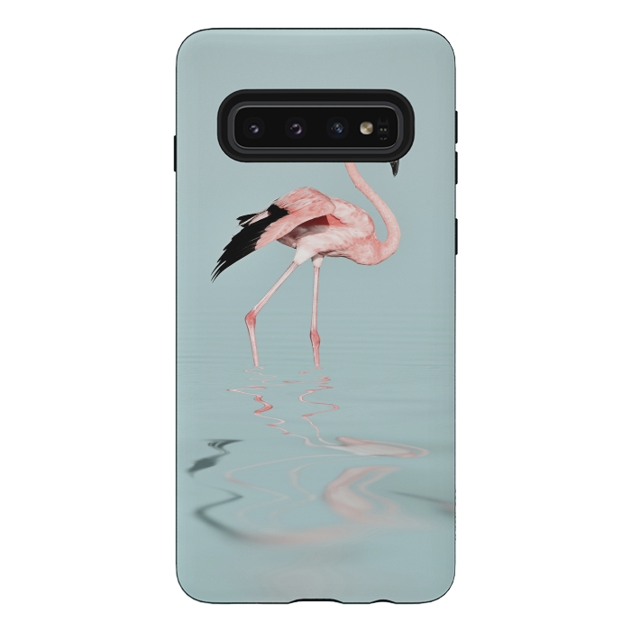 Galaxy S10 StrongFit Flamingo On Turquoise Waters by Andrea Haase