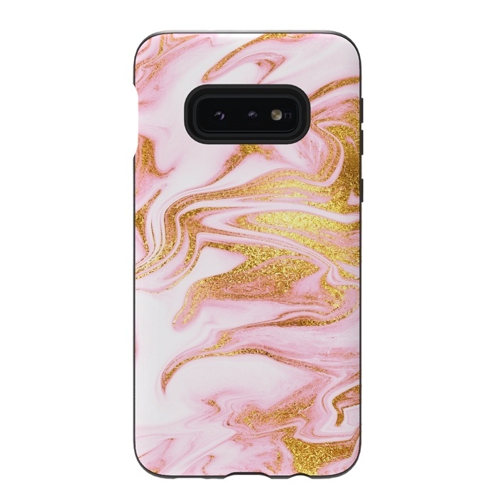 Galaxy S10e StrongFit Pink and gold Fluid Marble by  Utart