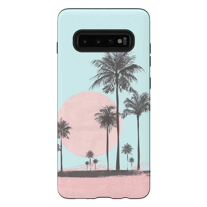 Galaxy S10 plus StrongFit Beachfront Palm Tree Sunset by Andrea Haase