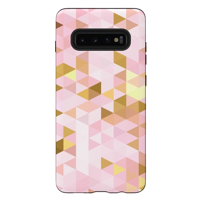 Galaxy S10 plus StrongFit Pink and Rose Gold Marble Triangle Pattern by  Utart
