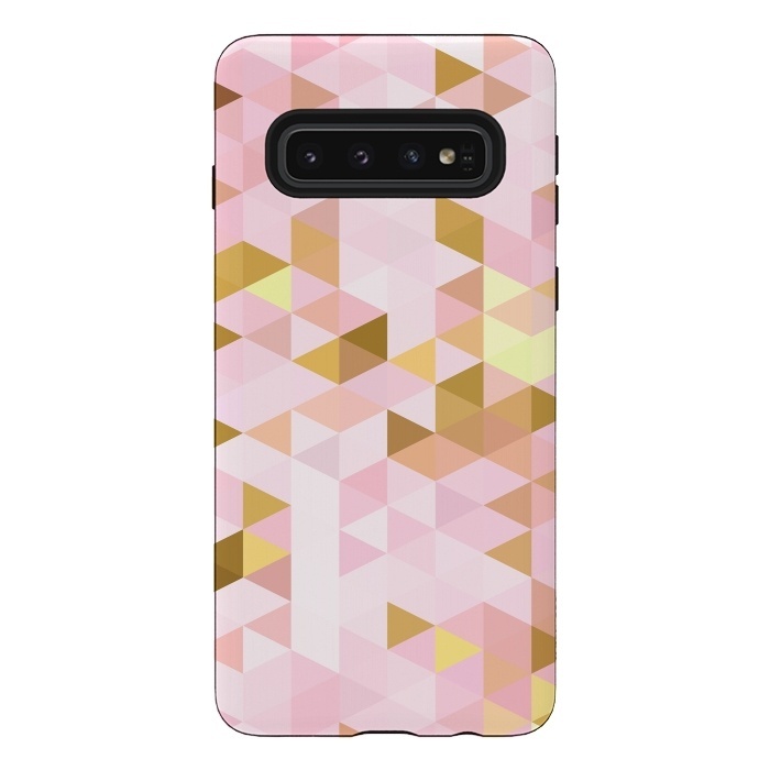 Galaxy S10 StrongFit Pink and Rose Gold Marble Triangle Pattern by  Utart
