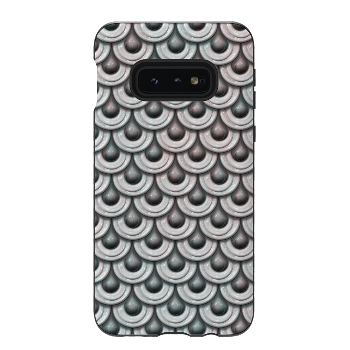 Galaxy S10e StrongFit Shiny Teal And Pink Metal Scales by Andrea Haase