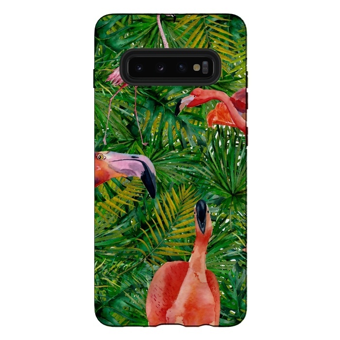 Galaxy S10 plus StrongFit Flamingo Jungle Party by  Utart