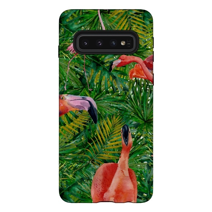 Galaxy S10 StrongFit Flamingo Jungle Party by  Utart