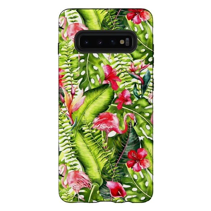 Galaxy S10 plus StrongFit Flower Jungle and Flamingo  by  Utart