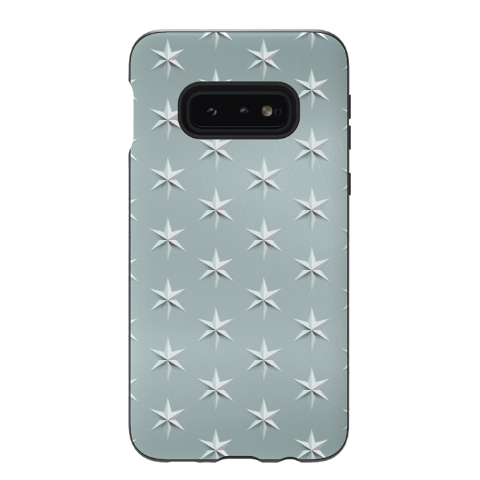 Galaxy S10e StrongFit Silver Stars On Teal Metal by Andrea Haase